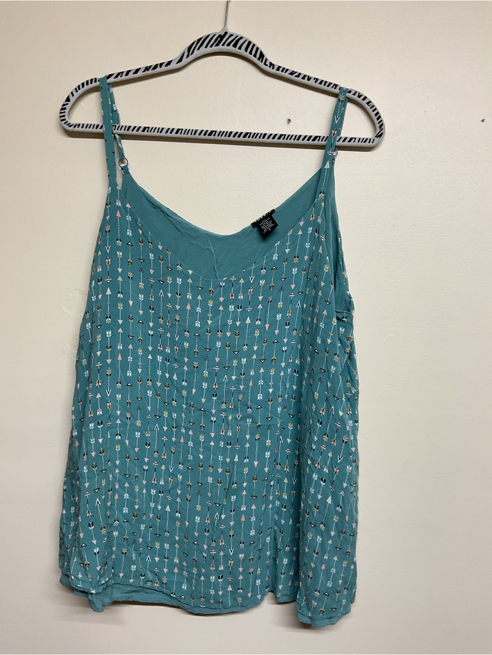 Silky Teal Arrow Print Spaghetti Strap Tank Top